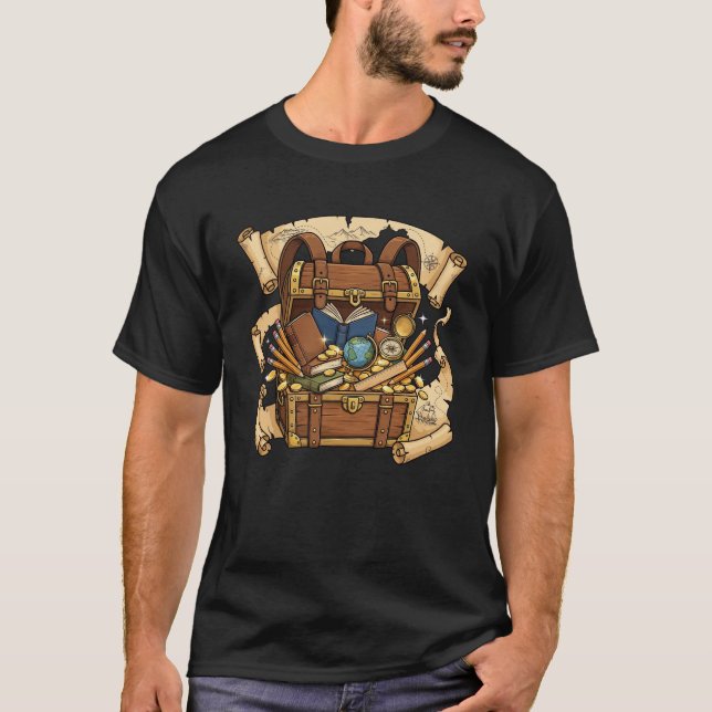 Treasure Chest Backpack School Supplies  T-Shirt (Front)