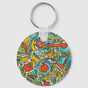 Treasure Chest-Bold Colourful Watercolor Art Keychain