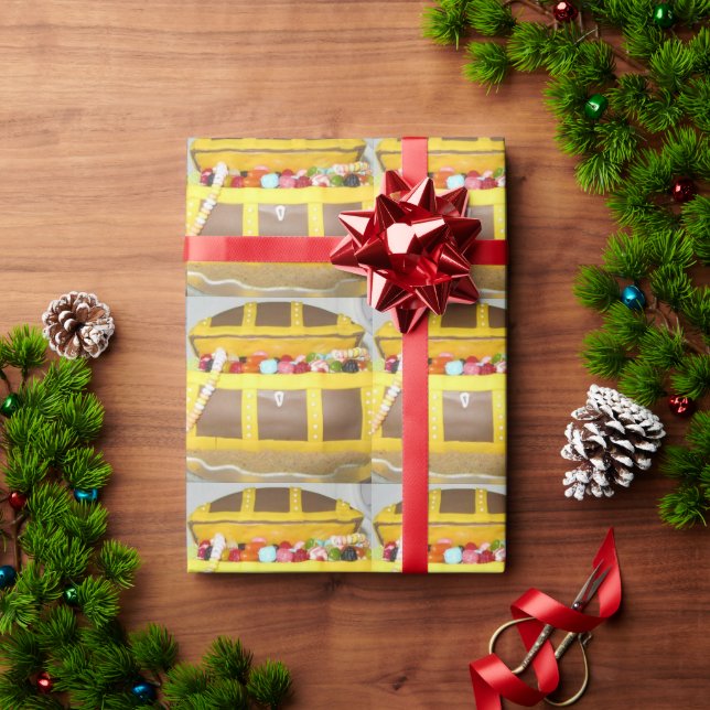 Treasure chest cake wrapping paper (Holiday Gift)