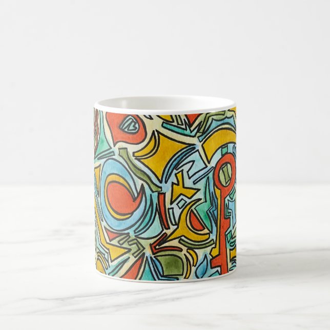 Treasure Chest-Hand Painted Abstract Art Coffee Mug (Center)