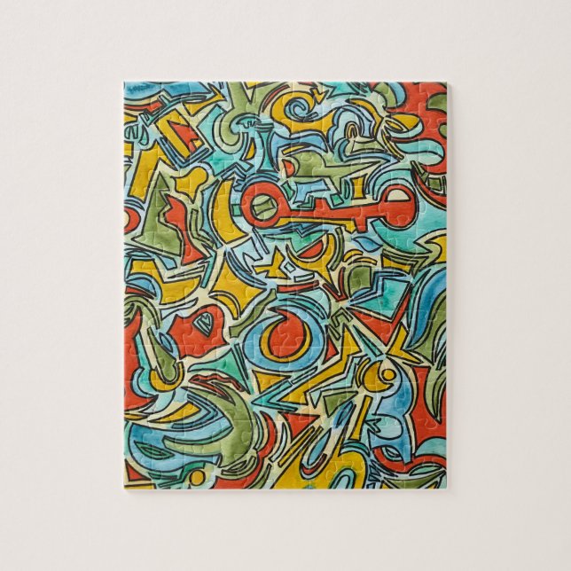 Treasure Chest-Hand Painted Abstract Watercolor  Jigsaw Puzzle (Vertical)