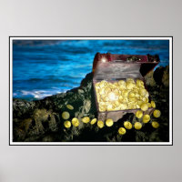 Treasure Chest of Gold on the Rocks
