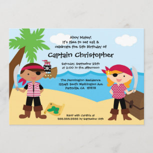 Treasure chest pirate birthday party invitation