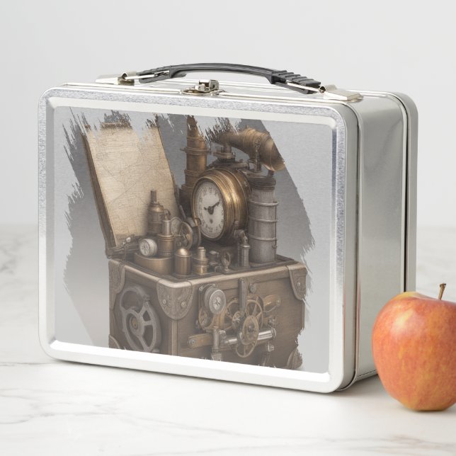 Treasure chest with gears metal lunch box (In Situ)