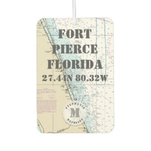 Treasure Coast Florida Nautical Chart Monogram Car Air Freshener