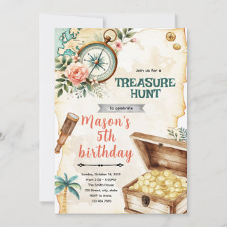 Treasure hunt birthday Party Invitation