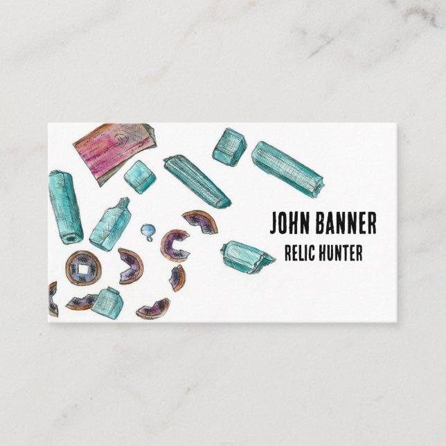 Treasure Hunter Metal Detecting Relics Locks Business Card (Front)