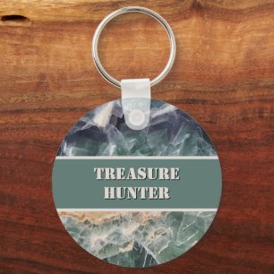 Treasure Hunter Purple Fluorite Gemstone Rockhound Keychain