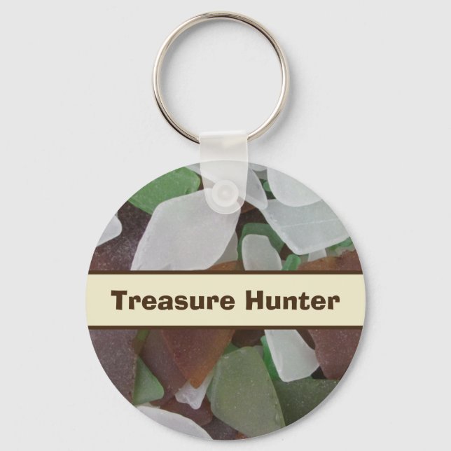 Treasure Hunter Sea Glass Photo Beach Collector Keychain (Front)