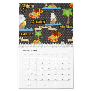 Treasure Island Palm Tree Pirate Flag Raiding Calendar