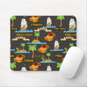Treasure Island Palm Tree Pirate Flag Raiding Mouse Pad