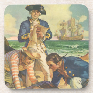 Treasure Island, Vintage Fairy Tale Pirates Coaster