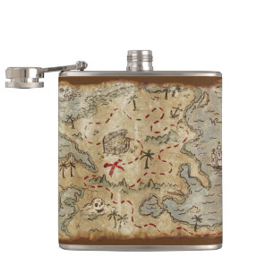 Treasure Map Hip Flask