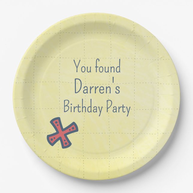 Treasure Map Pirate Party X Marks the Spot Paper Plate (Front)