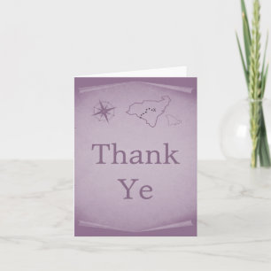 Treasure Map Thank You Card, Purple Card
