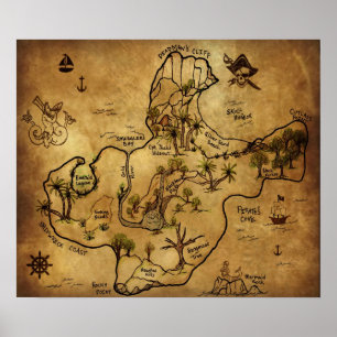 Treasure Map- The Isle of Lost Treasure Poster
