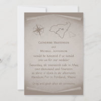 Treasure Map Wedding Invite, Beige