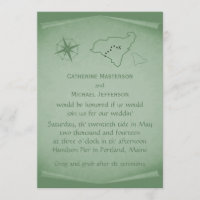 Treasure Map Wedding Invite, Green