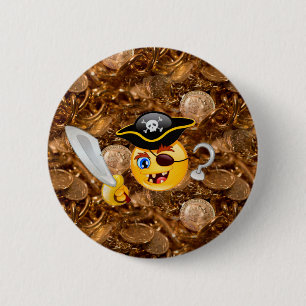 treasure pirate emoji 2 inch round button