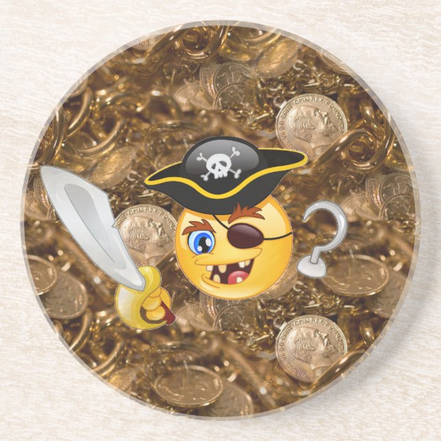 treasure pirate emoji coaster (Front)