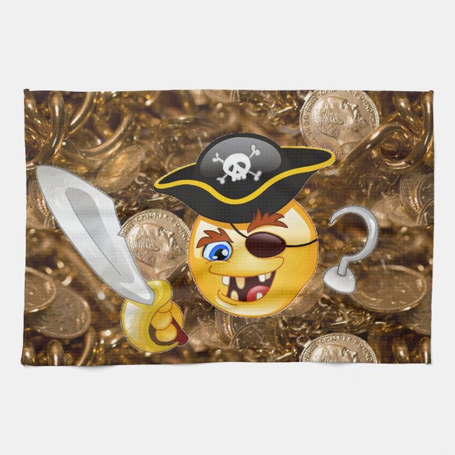 treasure pirate emoji kitchen towel (Horizontal)