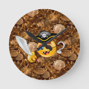 treasure pirate emoji round clock