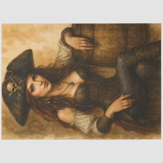 Treasurebound – Gothic Pirate Pin-Up Fantasy Decou Tissue Paper (Front)