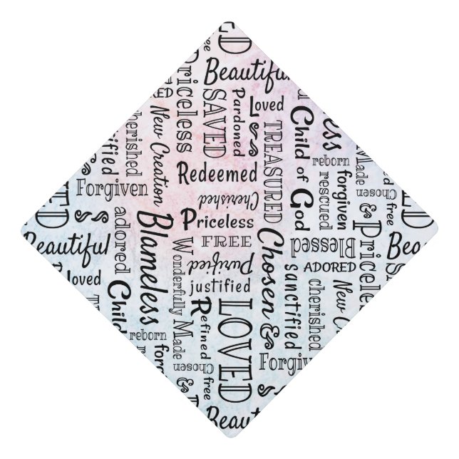 Treasured Christian Words of Affirmation Graduation Cap Topper (Front)