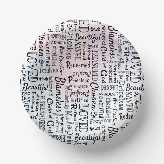 Treasured Christian Words of Affirmation Paper Plate (Front)