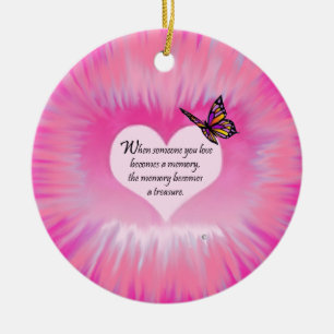 Treasured Memories Butterfly Poem Ceramic Ornament