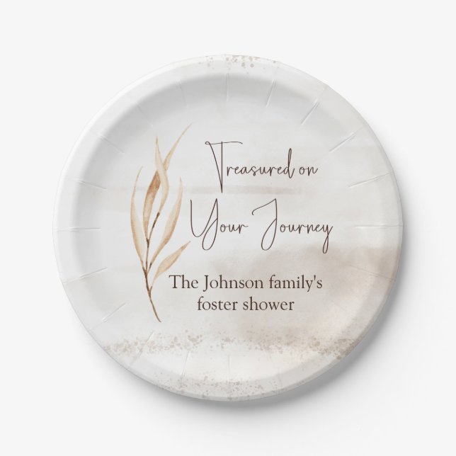 "Treasured on Your Journey" Foster Care Shower  Paper Plate (Front)