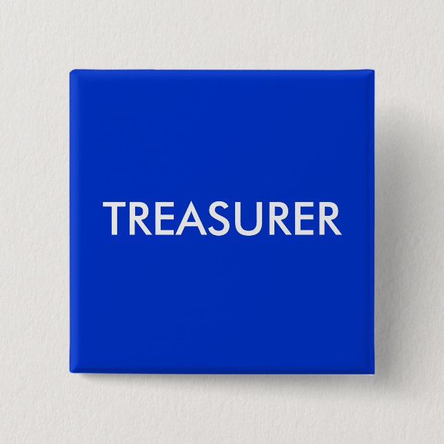 TREASURER 2 INCH SQUARE BUTTON (Front)