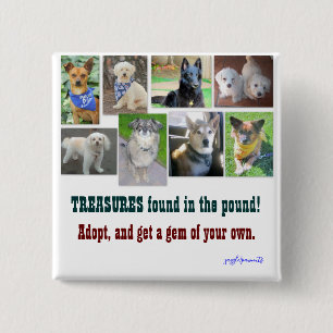 TREASURES found in the pound 2 Inch Square Button