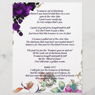 Treasures Out of Darkness Poem Personalized Paper