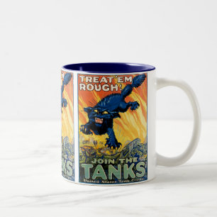 Treat 'em Rough - Join the Tanks Two-Tone Coffee Mug