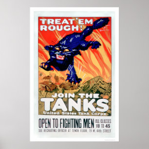 Treat 'Em Rough!  Join the Tanks (US02077A) Poster