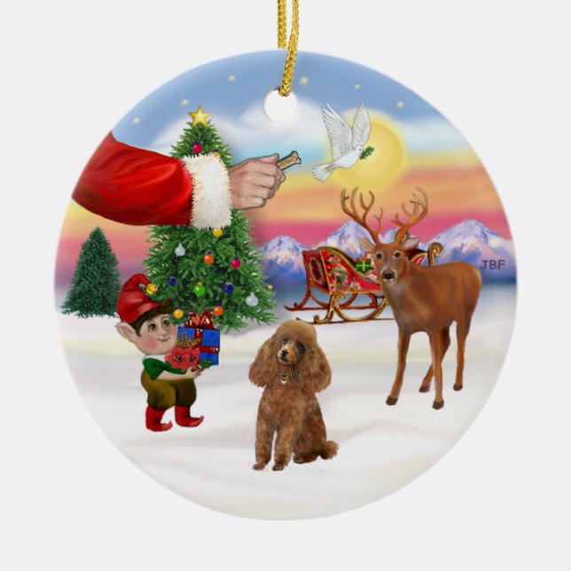 Treat for a Apricot Poodle (Toy) Ceramic Ornament (Front)
