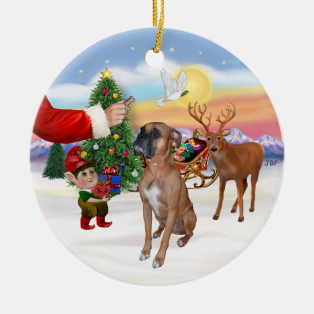 Treat for a Boxer Ceramic Ornament (Front)
