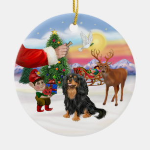 Treat for a Cavalier (black / Tan) Ceramic Ornament