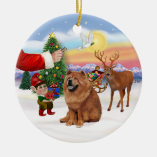 Treat for a Chow Chow (red) Ceramic Ornament