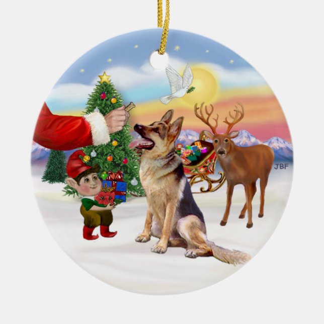 Treat for a German Shepherd Ceramic Ornament (Front)