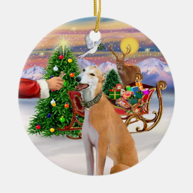Treat for a Light Red Greyhound Ceramic Ornament (Front)