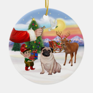 Treat for a Pug Ceramic Ornament