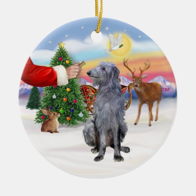 Treat for a Scottish Deerhound Ceramic Ornament (Front)