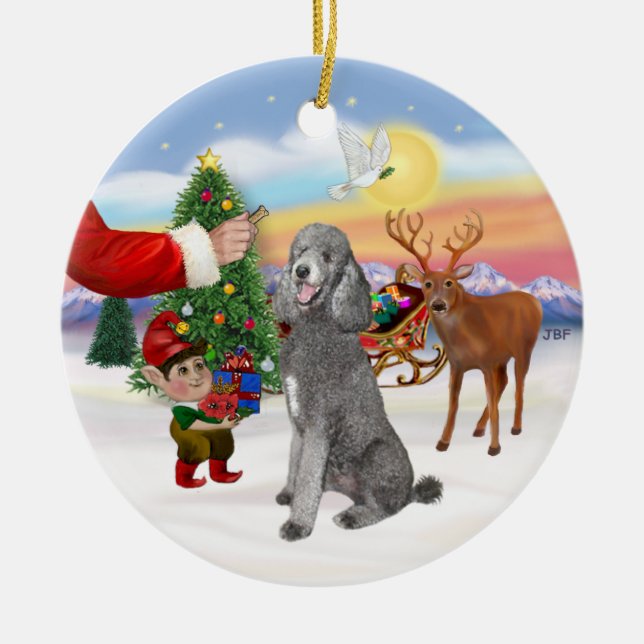 Treat for a Silver Standard Poodle Ceramic Ornament (Front)