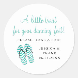 Treat For Dancing Feet Beach Wedding Flip Flops Classic Round Sticker