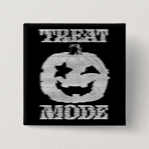Treat Mode Glitchy Pumpkin 2 Inch Square Button