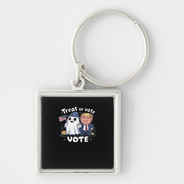 Treat Or Vote, Spooky Trumpkin, Halloween Graphic, Keychain (Front)