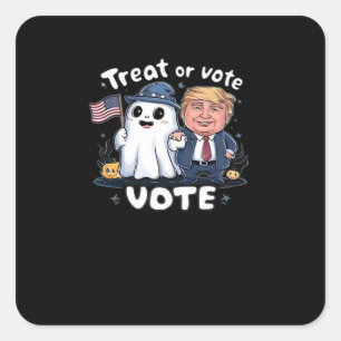 Treat Or Vote, Spooky Trumpkin, Halloween Graphic, Square Sticker
