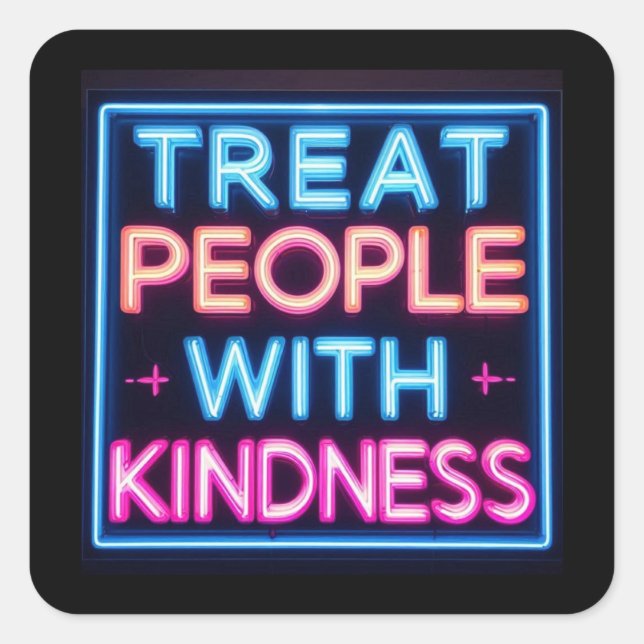 Treat people with kindness neon sign sticker (Front)